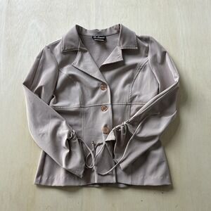 Vintage Be Smart Blazer Jacket Womens 9/10 Button Front Waist Tie Ruched Sleeves